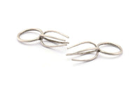 Claw Ring Blank, 2 Antique Silver Plated Brass 4 Claw Ring Blanks For Natural Stones N0044 H0478