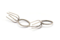 Claw Ring Settings, 2 Antique Silver Plated Brass 4 Claw Ring Blanks for Natural Stones N0118 H0431