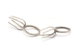 Claw Ring Settings, 2 Antique Silver Plated Brass 4 Claw Ring Blanks for Natural Stones N0118 H0431