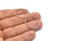 Silver Decagon Blank, 25 Antique Silver Plated Brass Decagon Charms, Pendants (25x1mm) BS 1775 H0467