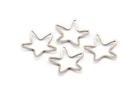 Silver Star Connector, 20 Antique Silver Plated Brass Star Connector (16mm) Bs 1209 H0470