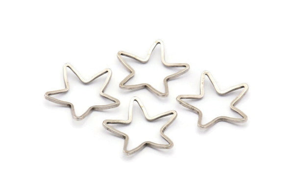 Silver Star Connector, 20 Antique Silver Plated Brass Star Connector (16mm) Bs 1209 H0470
