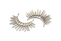 Moon Phases Pendant, 2 Antique Silver Plated Brass Crescent Pendants With 2 Loops, Earring Findings (39x18x1mm) N0950 H0461