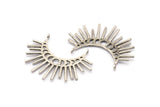 Moon Phases Pendant, 2 Antique Silver Plated Brass Crescent Pendants With 2 Loops, Earring Findings (39x18x1mm) N0950 H0461