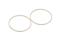 42mm Circle Connectors, 12 Silver Tone Circle Connectors (42x1x1mm) Bs 1085 H0455