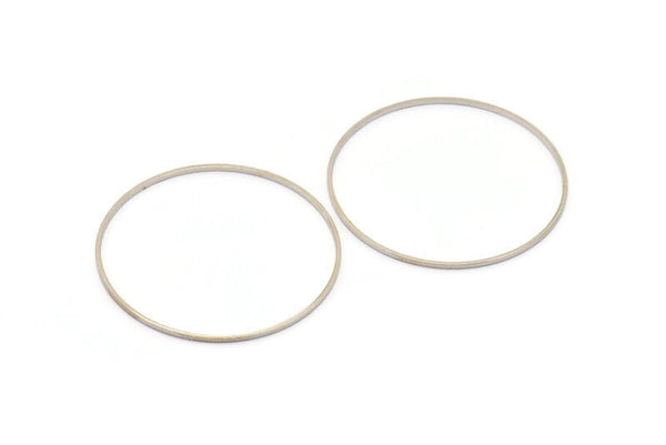 42mm Circle Connectors, 12 Silver Tone Circle Connectors (42x1x1mm) Bs 1085 H0455
