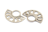 Moon Phases Pendant, 2 Antique Silver Plated Brass Semi Circle Pendants, Earring Findings (39x30x1.5x1mm) U091 H0436