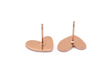 Rose Gold Heart Earring, 4 Rose Gold Plated Brass Heart Stud Earrings (14x11x1mm) M854 A2238 Q1087