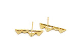 Gold Mountain Earring, 6 Gold Plated Brass Mountain Shaped Stud Earrings (22x7x1mm) D0827 A1214 Q1082