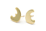 Gold Irregular Earring, 4 Gold Plated Brass Irregular Stud Earrings (16x11x1mm) N1599 Q1091