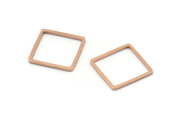 Square Wire Finding, 12 Rose Gold Plated Brass Square Connectors (14mm) Bs-1118 Q0098