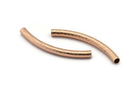 Textured Curved Tubes - 8 Rose Gold Plated Brass Textured Curved Tubes (4x45) Bs 1634 Q0104