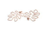 Rose Gold Monstera Findings, 2 Rose Gold Plated Brass Wire Monstera Earring Findings, Charms (52x40x1mm) Bs 1702 Q0142