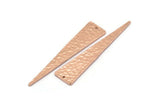 Hammered Triangle Charm, 2 Rose Gold Plated Brass Hammered Long Triangle Charms, Pendant, Earring Findings (11x50x1.2mm) N0276 Q0273