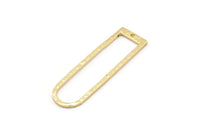D Shape Charms, 2 Gold Plated Brass Hammered Long D Shape Connectors With 1 Hole, Rings  (46x13x1.3mm) BS 1877 Q0560