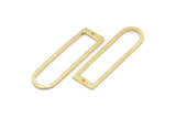 D Shape Charms, 2 Gold Plated Brass Hammered Long D Shape Connectors With 1 Hole, Rings  (46x13x1.3mm) BS 1877 Q0560
