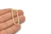 D Shape Charms, 2 Gold Plated Brass Hammered Long D Shape Connectors With 1 Hole, Rings  (46x13x1.3mm) BS 1877 Q0560