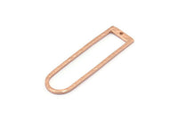 D Shape Charms, 2 Rose Gold Plated Brass Hammered Long D Shape Connectors With 1 Hole, Rings  (46x13x1.3mm) BS 1877 Q0560
