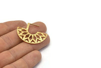 Geometric Earring Findings, 2 Gold Plated Brass Ethnic Semi Circle Textured Earring Findings (36x29x1mm) BS 2053 Q0558