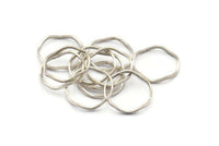 Antique Silver Circle Rings, 12 Antique Silver Plated Brass Wavy Circle Rings, Charms (18.50x0.80x1.5mm) E191 H0558