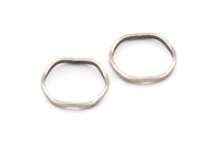 Antique Silver Circle Rings, 24 Antique Silver Plated Brass Wavy Circle Rings, Charms (15x0.80x1.5mm) BS 1758 H0554
