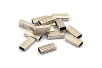 Rectangle Tube Beads, 24 Antique Silver Plated Brass Rectangle Shaped Tubes (12x5x3mm) A0648 H0539