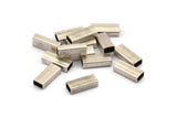 Rectangle Tube Beads, 24 Antique Silver Plated Brass Rectangle Shaped Tubes (12x5x3mm) A0648 H0539