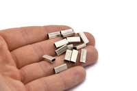 Rectangle Tube Beads, 24 Antique Silver Plated Brass Rectangle Shaped Tubes (12x5x3mm) A0648 H0539