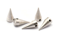 Antique Silver Spike Pendant, 4 Antique Silver Plated Brass Spike Tribal Pendants With 1 Hole (16x7mm) A0761 H0495