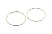 40mm Wire Hoops, 12 Antique Silver Plated Brass Wire Hoops (40x1.2mm) Bs 1231 H0538