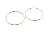 40mm Wire Hoops, 12 Antique Silver Plated Brass Wire Hoops (40x1.2mm) Bs 1231 H0538