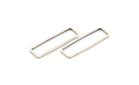 Gümüş Dikdörtgen Konnektör, 24 Antik Gümüş Kaplama Pirinç Dikdörtgen Konnektör (8x26x0,8 mm) D0331 H0649