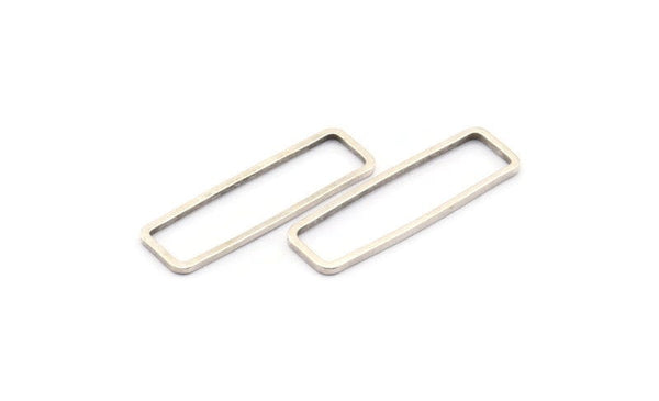 Gümüş Dikdörtgen Konnektör, 24 Antik Gümüş Kaplama Pirinç Dikdörtgen Konnektör (8x26x0,8 mm) D0331 H0649