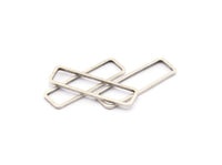 Gümüş Dikdörtgen Konnektör, 24 Antik Gümüş Kaplama Pirinç Dikdörtgen Konnektör (8x26x0,8 mm) D0331 H0649