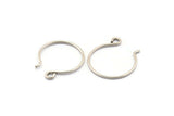 Antique Silver Earring Wires, 25 Antique Silver Plated Brass Earring Wires With 1 Loop (24x22x1.2mm) BS 2138 H0575