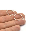 Antique Silver Earring Wires, 25 Antique Silver Plated Brass Earring Wires With 1 Loop (24x22x1.2mm) BS 2138 H0575