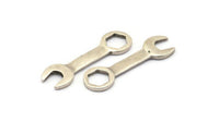 Antique Silver Engineer Pendant, 3 Antique Silver Plated Brass Hand Tool Mechanic Pendants (39x11mm) N0245
