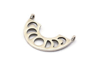 Moon Phases Pendant, 5 Antique Silver Plated Brass Semi Circle Pendants With 2 Loops, Charms, Earring Findings (27x8x1mm) BS 2068 H0579