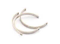 Silver Modern Pendant, 5 Antique Silver Plated Brass Semi Circle Modern Pendant for Minimalistic Jewelries (45x25x4x1mm) BS 1734 H0542