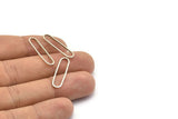 Silver Oval Charm, 50 Antique Silver Plated Brass Oval Rings, Connectors (25x6x1mm) BS 1735 H0663