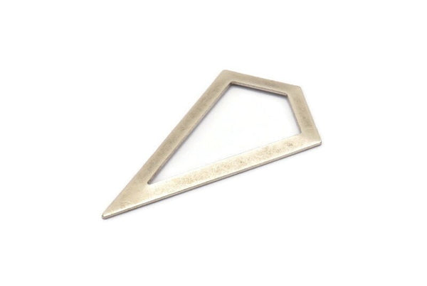 Antique Silver Triangle Pendant, 2 Antique Silver Plated Brass Triangle Pendants, Charms, Earrings (54x28.5x0.8mm) U150 H0569