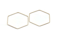 Hexagon Ring Charm, 12 Antique Silver Plated Brass Hexagon Shaped Ring Charms (40x1mm) E306 H0583