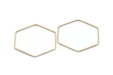 Hexagon Ring Charm, 12 Antique Silver Plated Brass Hexagon Shaped Ring Charms (40x1mm) E306 H0583