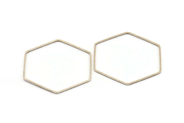 Hexagon Ring Charm, 12 Antique Silver Plated Brass Hexagon Shaped Ring Charms (40x1mm) E306 H0583