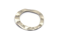 Silver Connector Rings, 6 Antique Silver Plated Brass Wavy Connector Rings (37mm) D0591 H0700