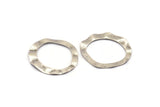 Silver Connector Rings, 6 Antique Silver Plated Brass Wavy Connector Rings (37mm) D0591 H0700
