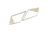 Silver Diamond Charm, 6 Antique Silver Plated Brass Diamond Charms With 1 Loop, Pendants, Findings (56x27.5mm) E017 H0704