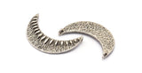 Silver Crescent Pendant, 2 Antique Silver Plated Brass Textured Crescent Pendants With 2 Loops (34x11mm) V053 H0629