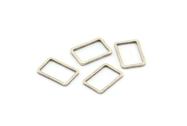 Silver Rectangle Connector, 50 Antique Silver Plated Brass Rectangle Connectors, Charm (9x13x0.8mm) D0327 H0647