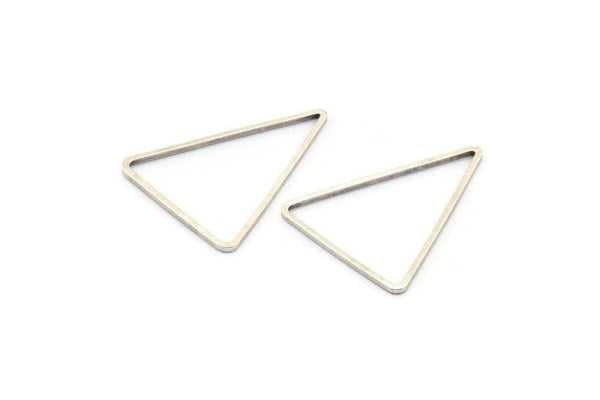 Silver Triangle Charm, 24 Antique Silver Plated Brass Open Triangle Ring Charms (20x26x1mm) Bs 1026 H0666